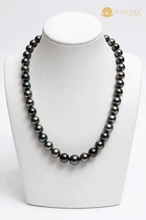 CHUỖI NGỌC TRAI LOVE ĐEN ÁNH XANH